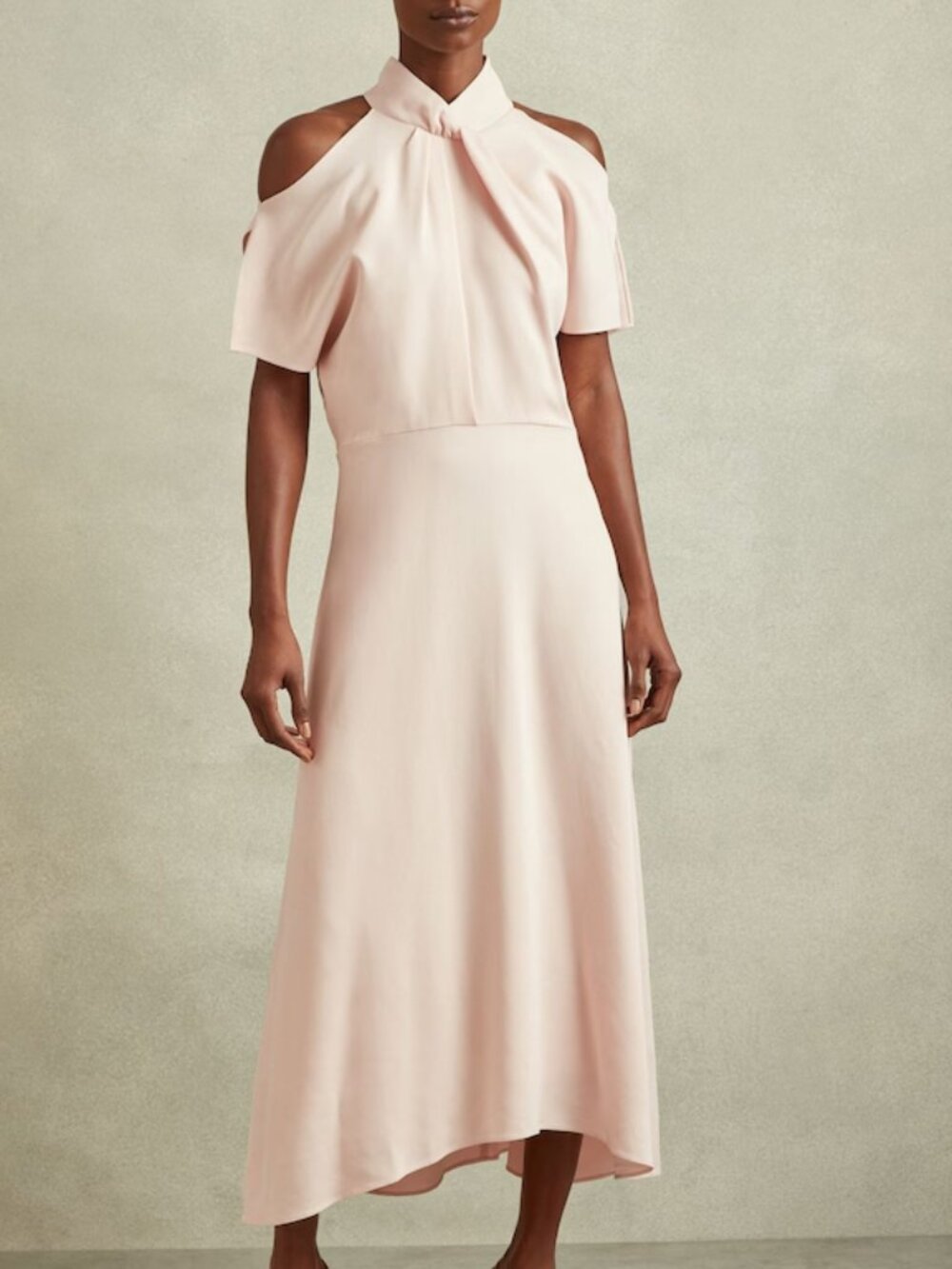 Reiss Andressa Twist Neck Cut Out Midi Dress